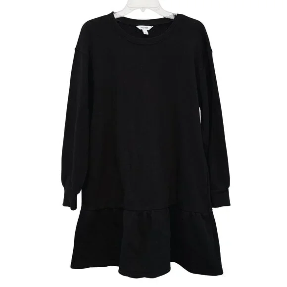 Nine West Black Long Sleeve Sweatshirt Dress with Ruffle - Size Large - Picture 5 of 10